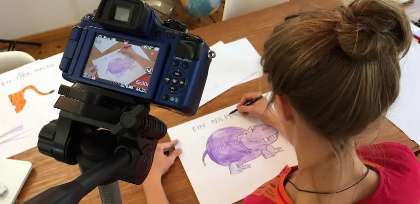 Tiere zeichnen mit Carina: Löwe, Tiger, Hippo – mit Ausmalvorlagen und Video