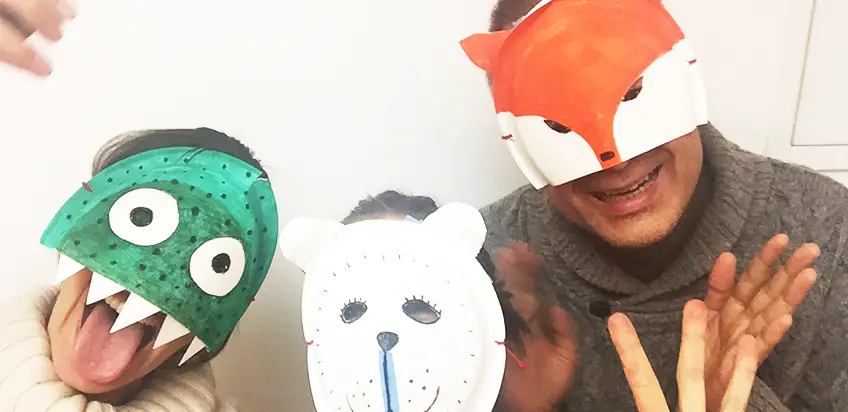 Masken aus Papptellern für Fasching oder Karneval