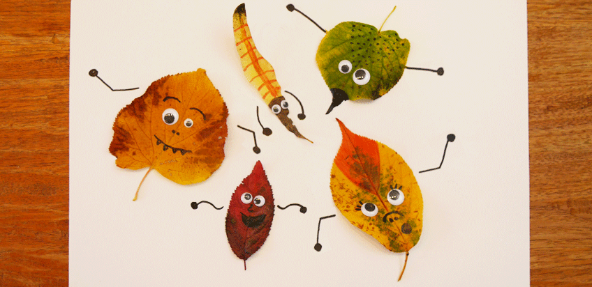 Mit Herbstblättern basteln: Heute Blatt-Gesichter