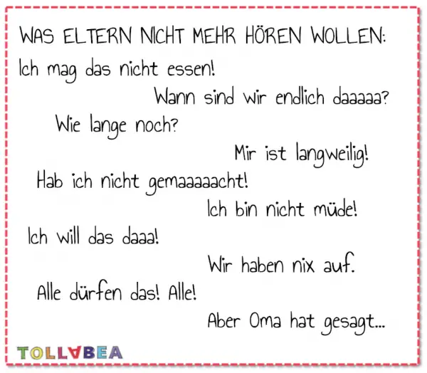 Tolla Tollabea lustige Sprüche rund um Eltern und Kinder
