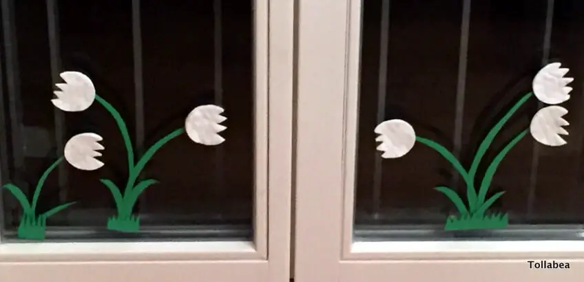 Fenstergebimsel  – Schneeglöckchen aus Wattepads
