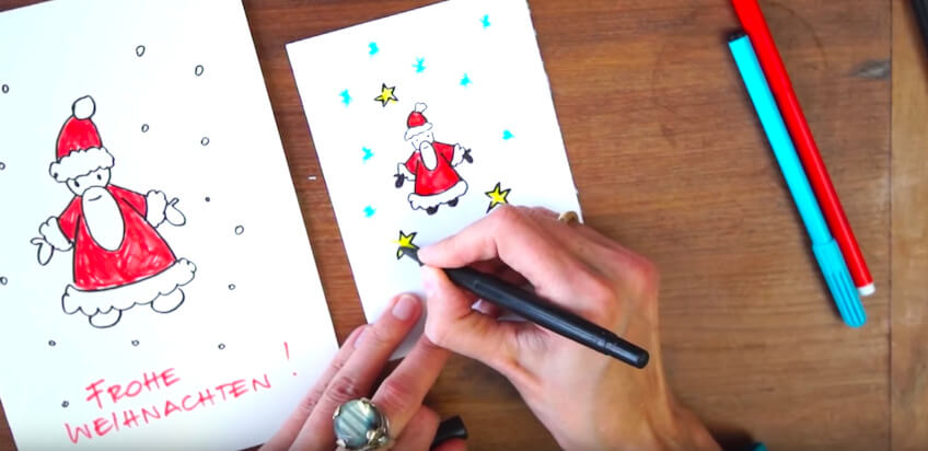 Weihnachtskarten selbst zeichnen – mit Videoanleitungen von Béa