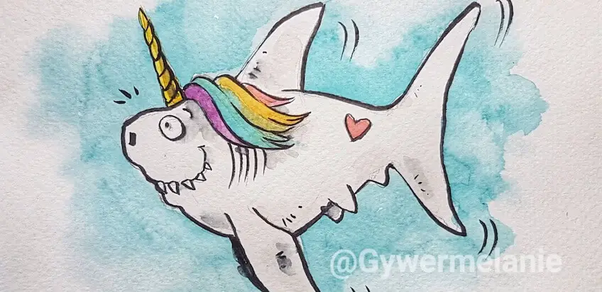 Die lustigsten Haie der Welt – erdacht und gezeichnet von Melanie Gywer